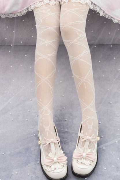 Sheer lace-up Lolita tights