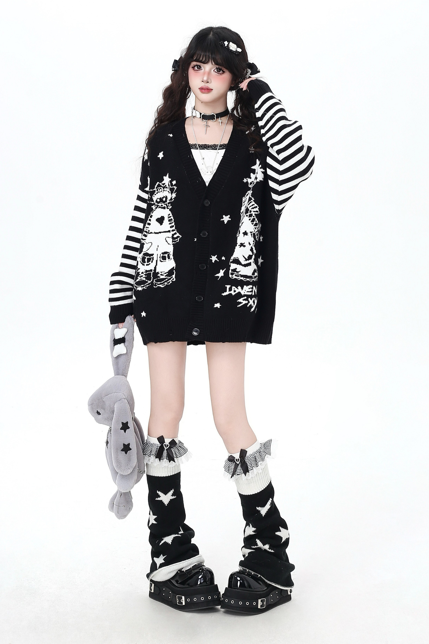 ダークボーダールーズオーバーニットカーディガン