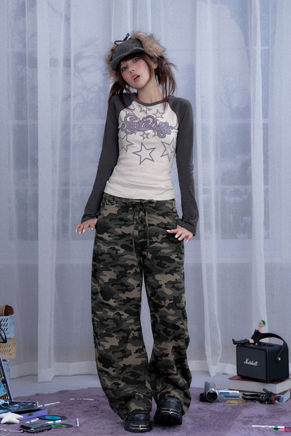ルーズカモフラージュダブルウエストパンツ