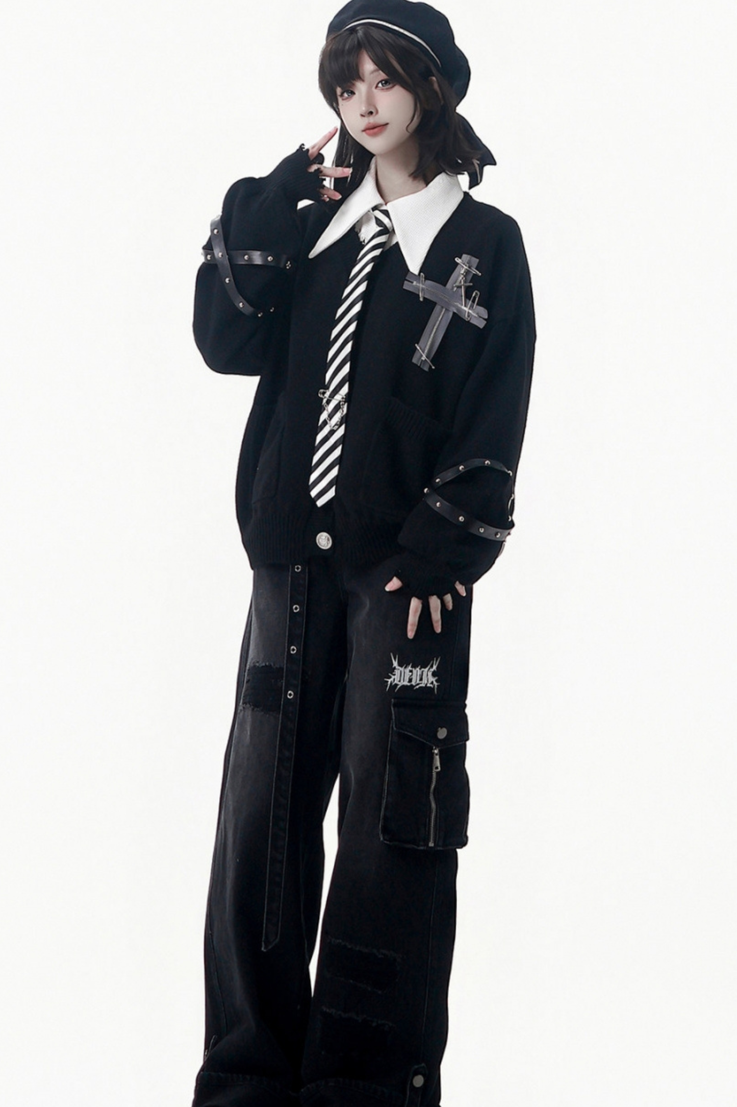 クロストリムカーディガン+シャツ+ネクタイ+パンツ