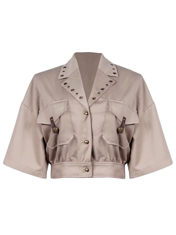 Steampunk khaki oversized short hunting jacket