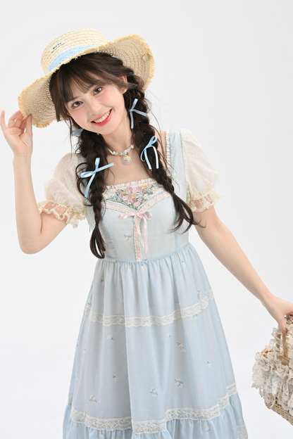 スイートガーリーライトパフスリーブワンピース