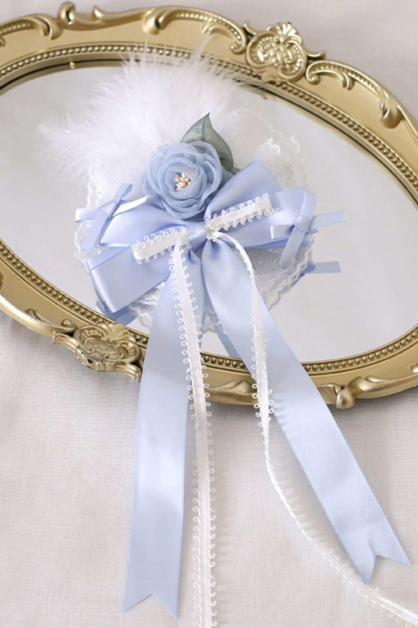 ブルーシルクサテンバレエロリータヘッドアクセサリー