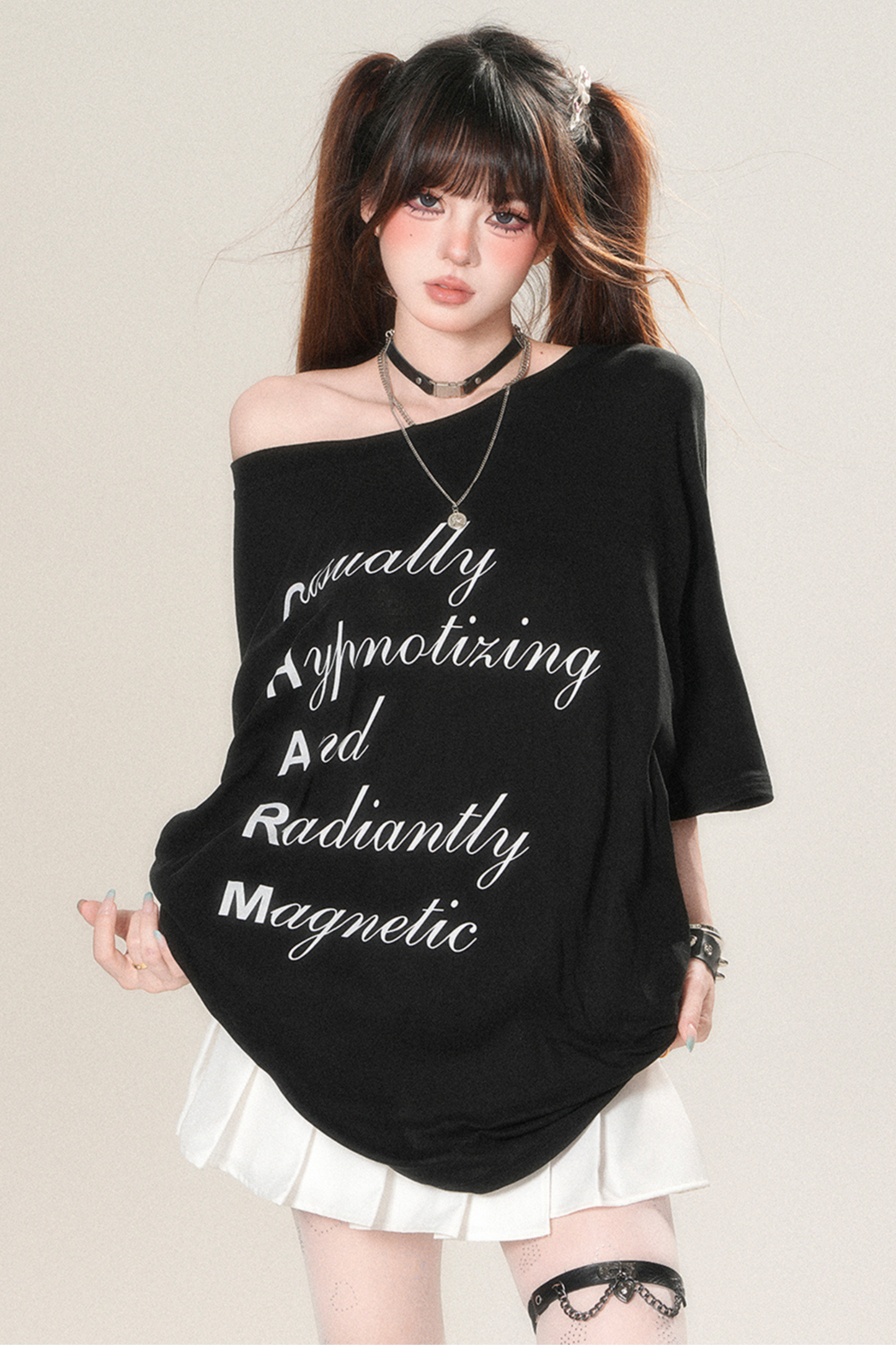 アメリカンレターワンショルダールーズトップス