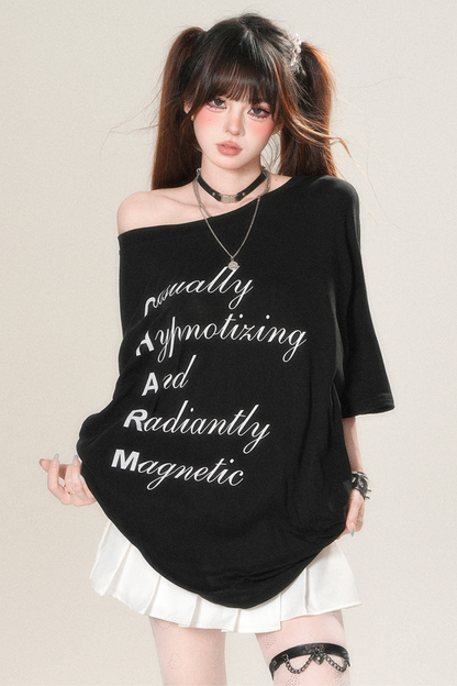 アメリカンレターワンショルダールーズトップス