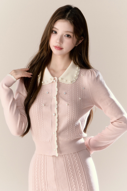 スイートフレンチニットトップス+タイトスカート