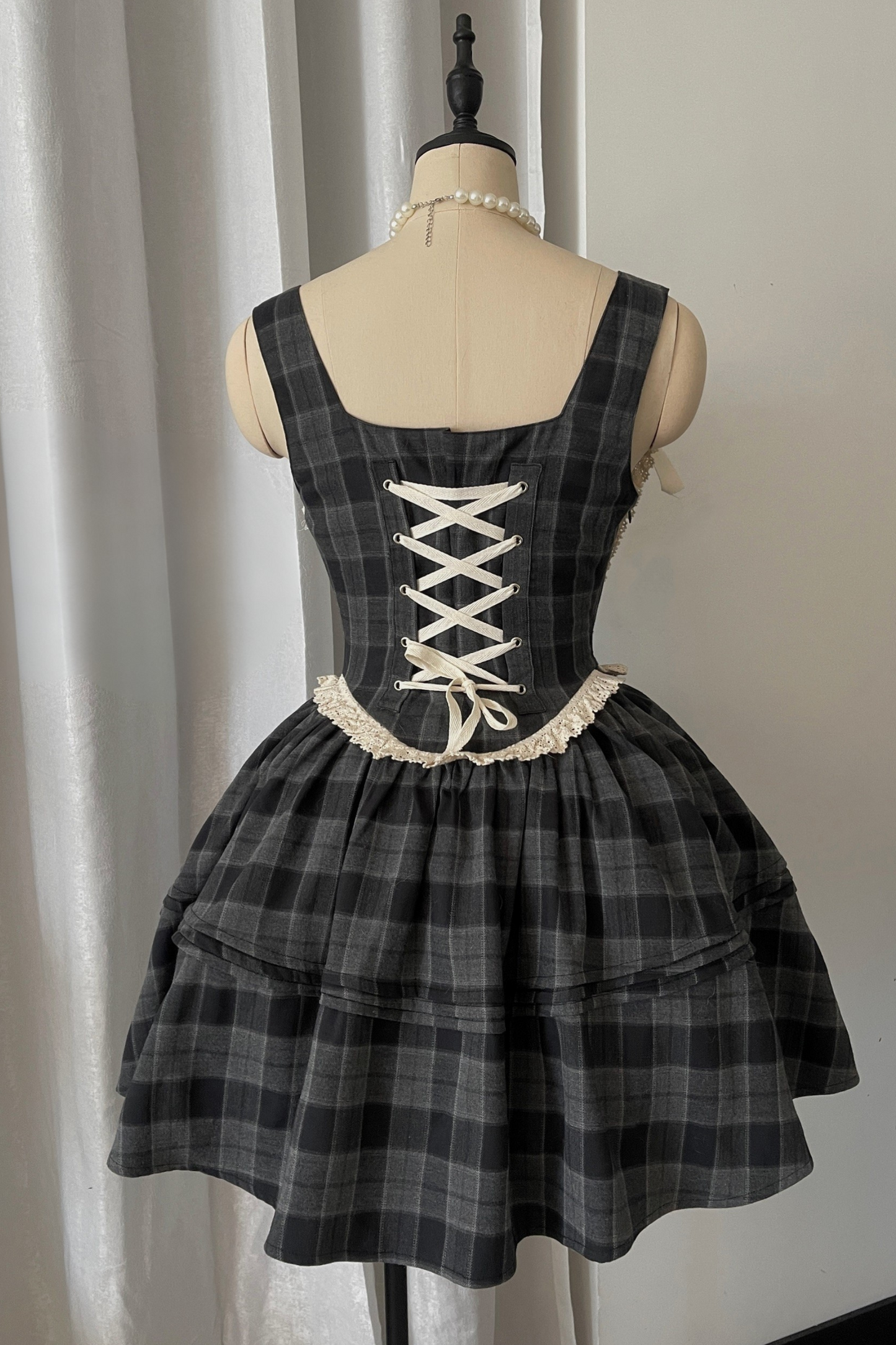 Doll Check Suspender Dress