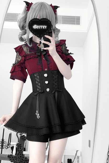 レースアップハイスエストパンツ