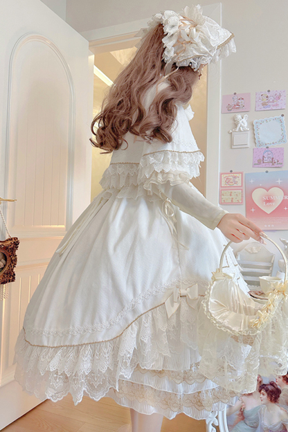 Angel Candy Friedall Flower Wedding Dress + Shawl + Bonnet