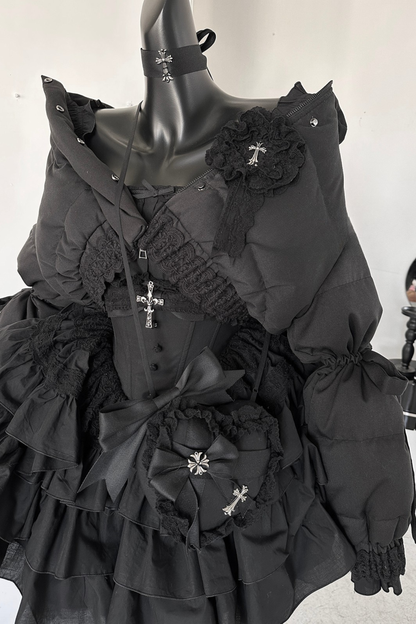 シフォンゴシックバッスルフリルドレスセット