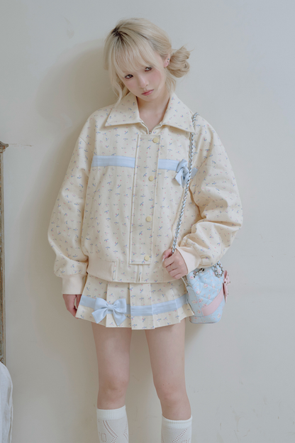 フラワーリボンジャケット＋プリーツスカート