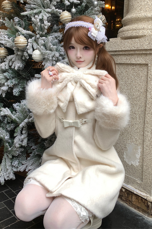 スイートガーリーフレアコート+リボンスカーフ