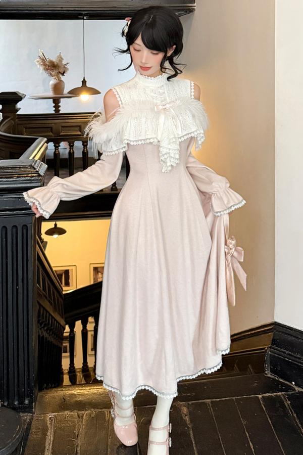 スウィートオフショルダーガーリードレス