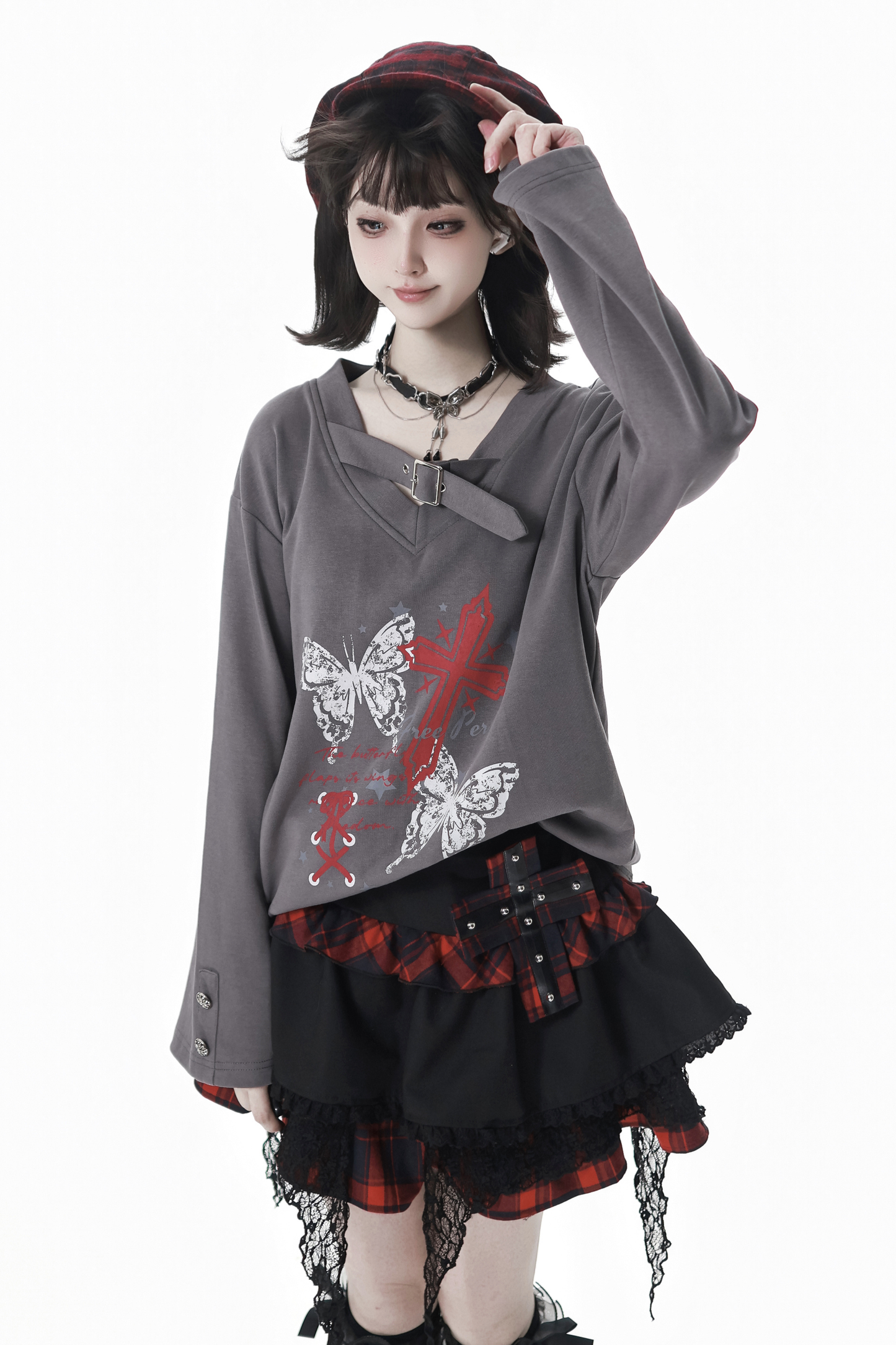 Cross top + skirt + scarf