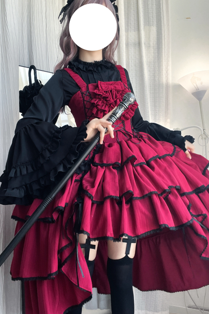 Wine Red Night Jumper Skirt + Shirt