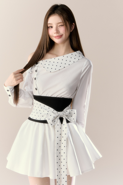 ハートビートシグナルオフショルダーシャツワンピース