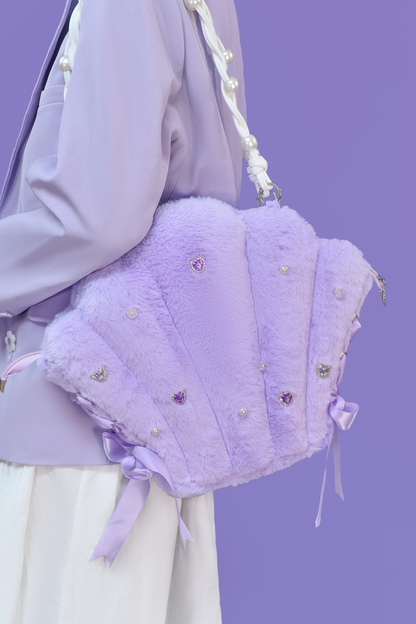 Shell Plush Crossbody Tote Bag