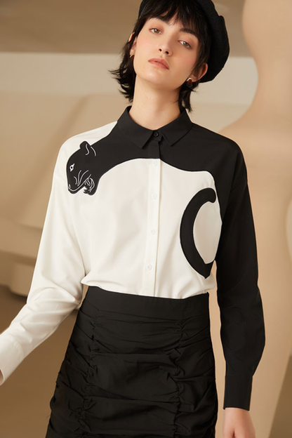 ヒョウ柄スリムフィットシャツ