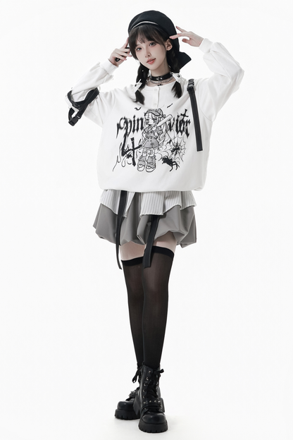 ダークグラフィティスウェット+スカート