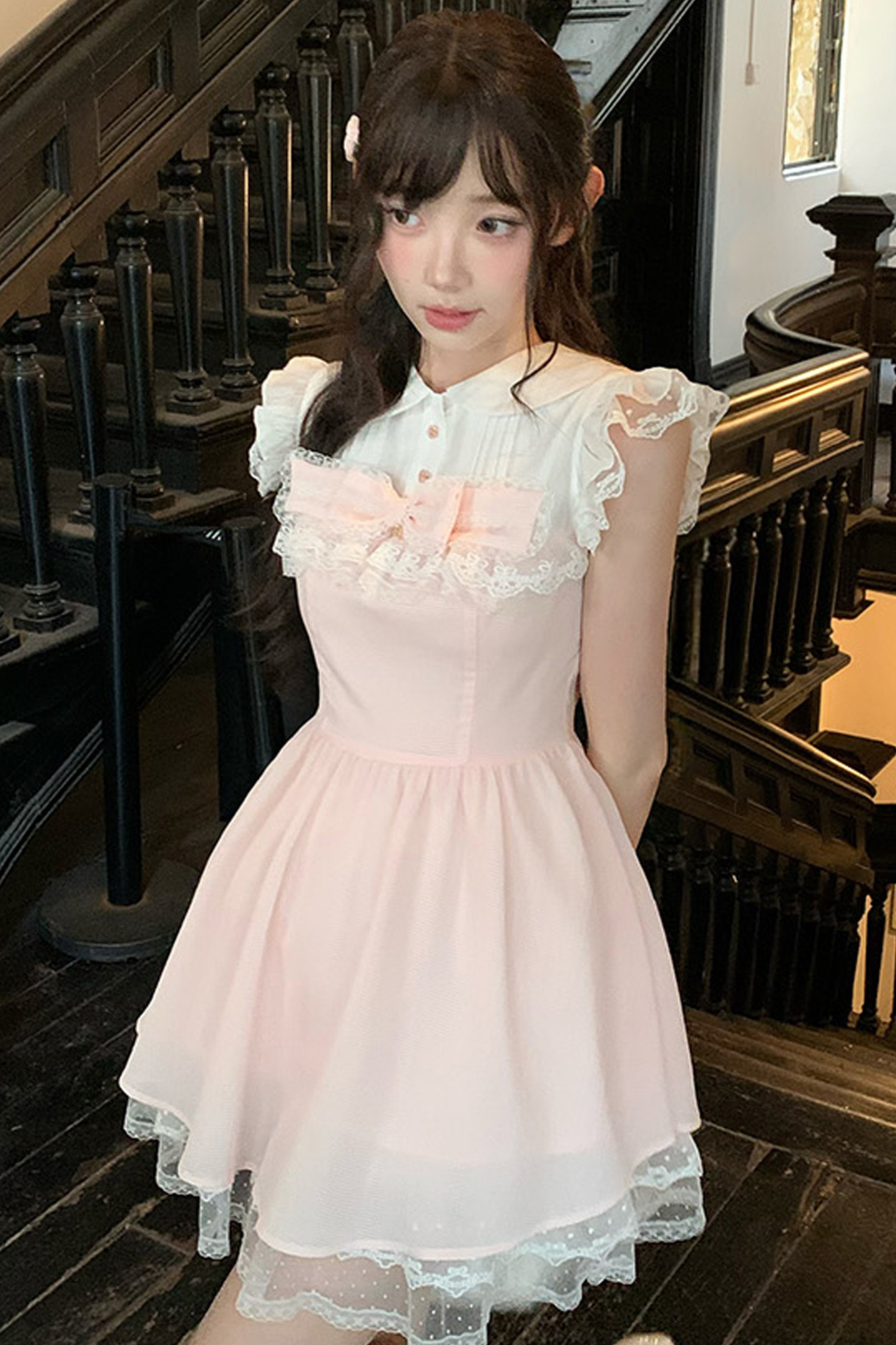 甜美风蕾丝公主连衣裙