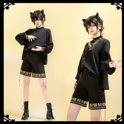 【3月26日予約締切】黒猫ロリータプリンスシリーズファラオエンブロイダリーパンツ