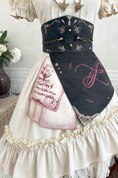 Vintage Lolita Puff Sleeve Top + Asymmetrical Skirt + Corset