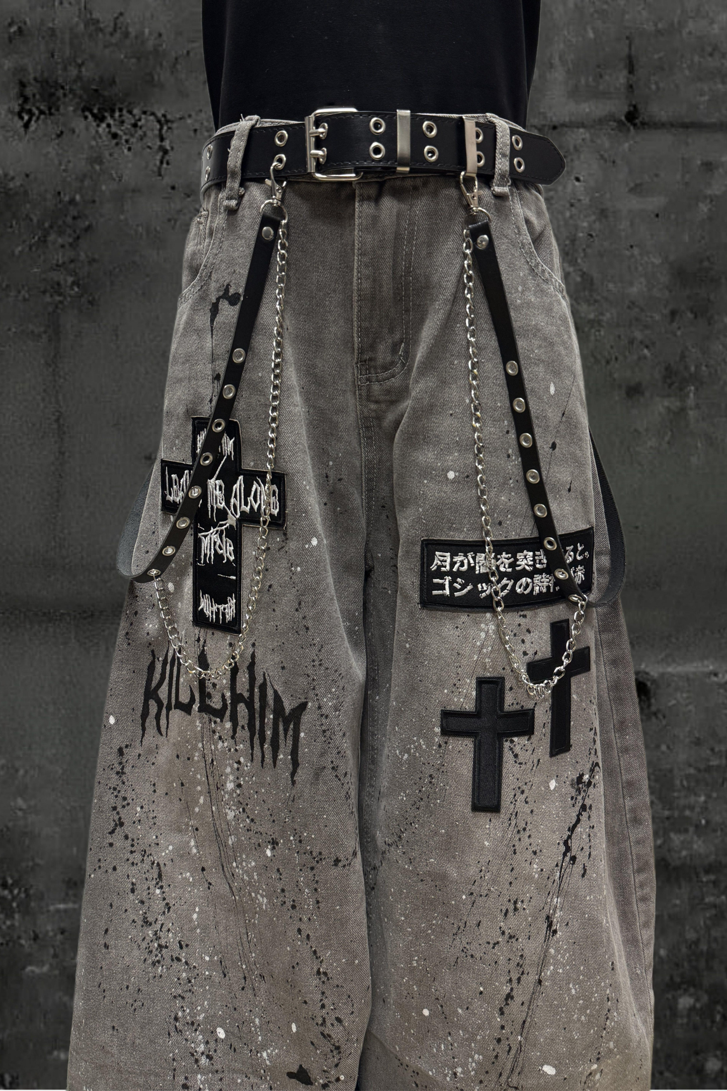 クロスモードワイドデニムパンツ+ベルト