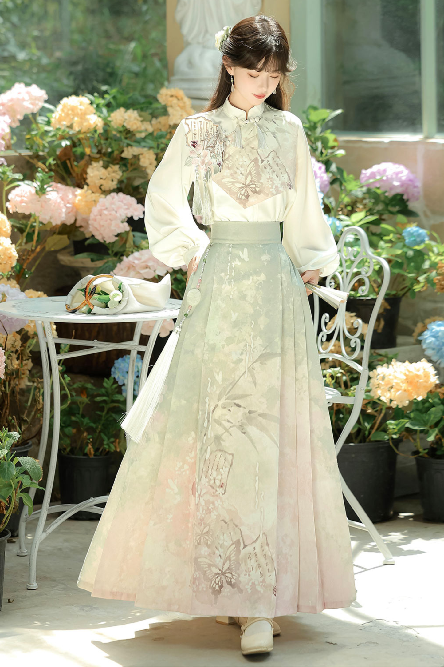 Retro china top + long skirt