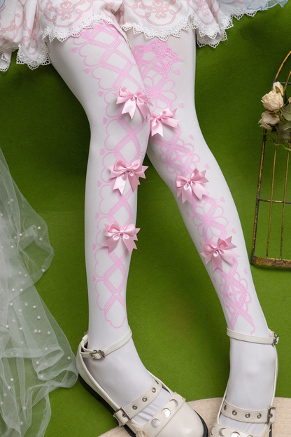 レースアップリボンロリータタイツ