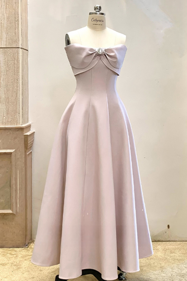 オフショルダーリボンショートフレアドレス＋ロングフレアドレス