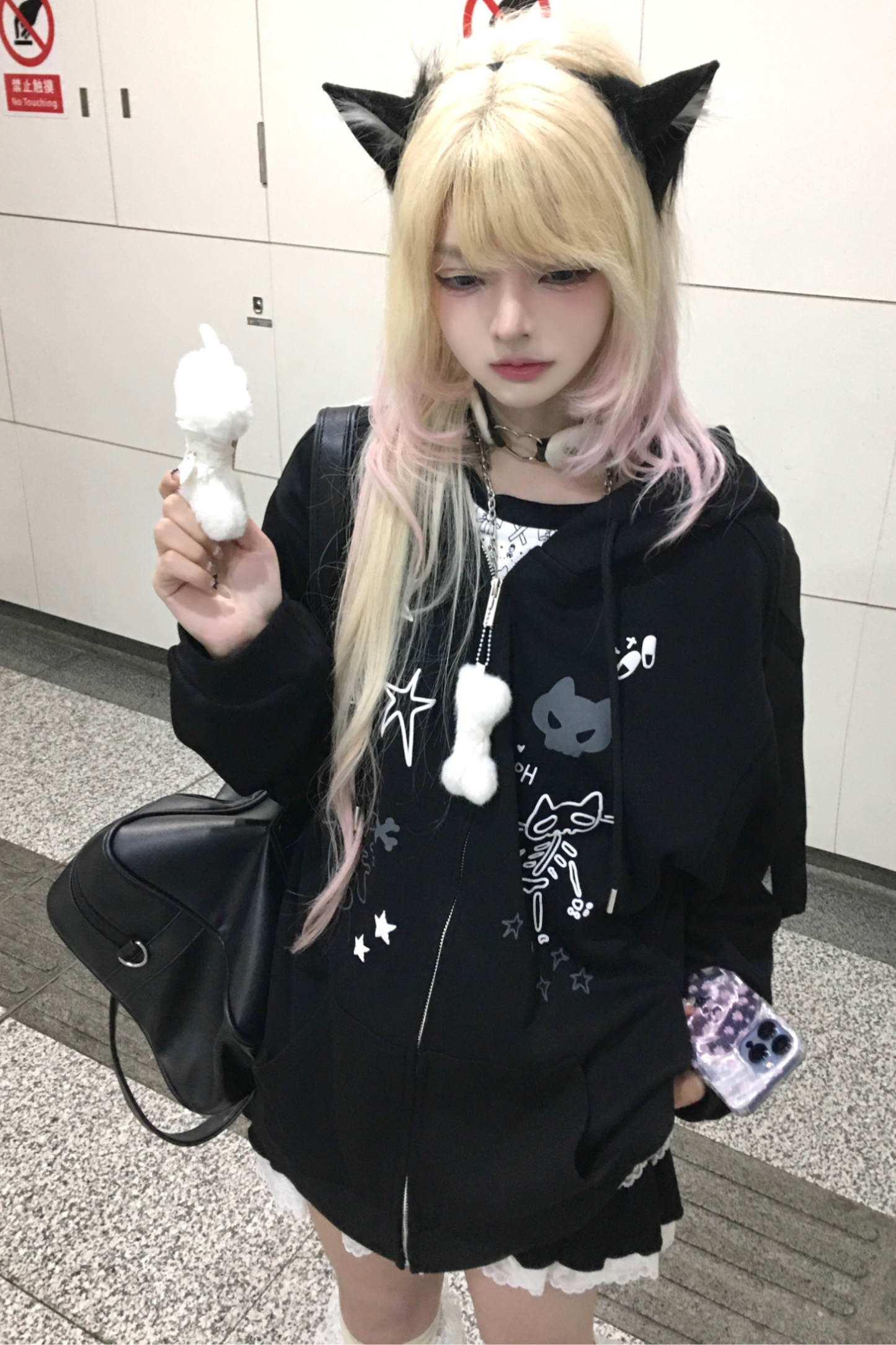 猫耳サブカルルーズパーカー