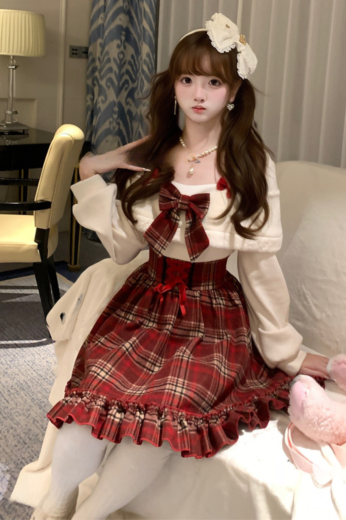レッドチェックガーリーワンピース