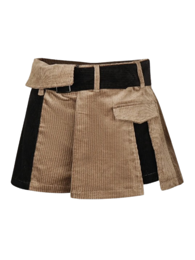 Limited Khaki Corduroy Splicing Skirt Pants Sweatshirt Collection Set