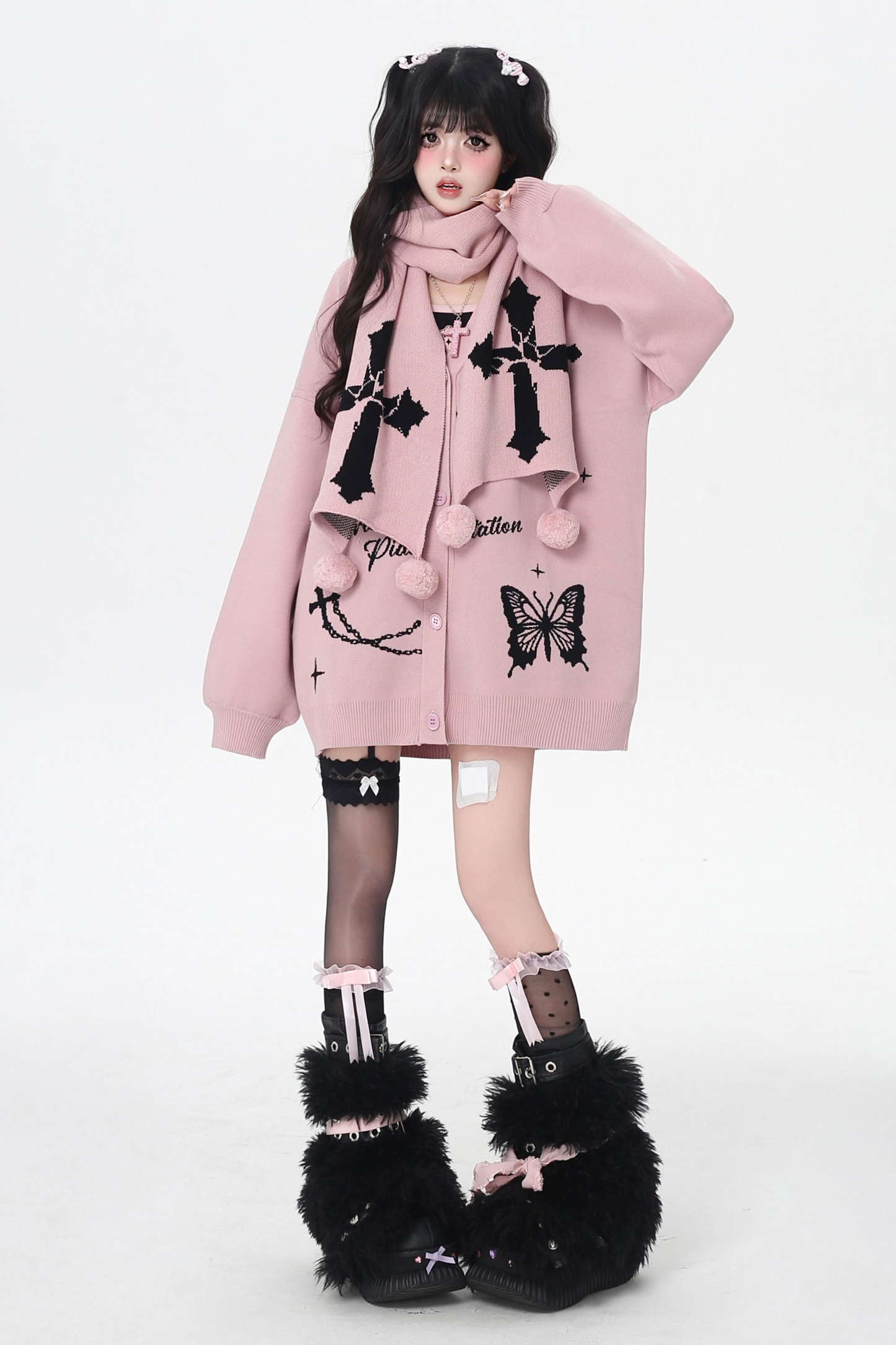 バタフライルーズデザインセーターカーディガン