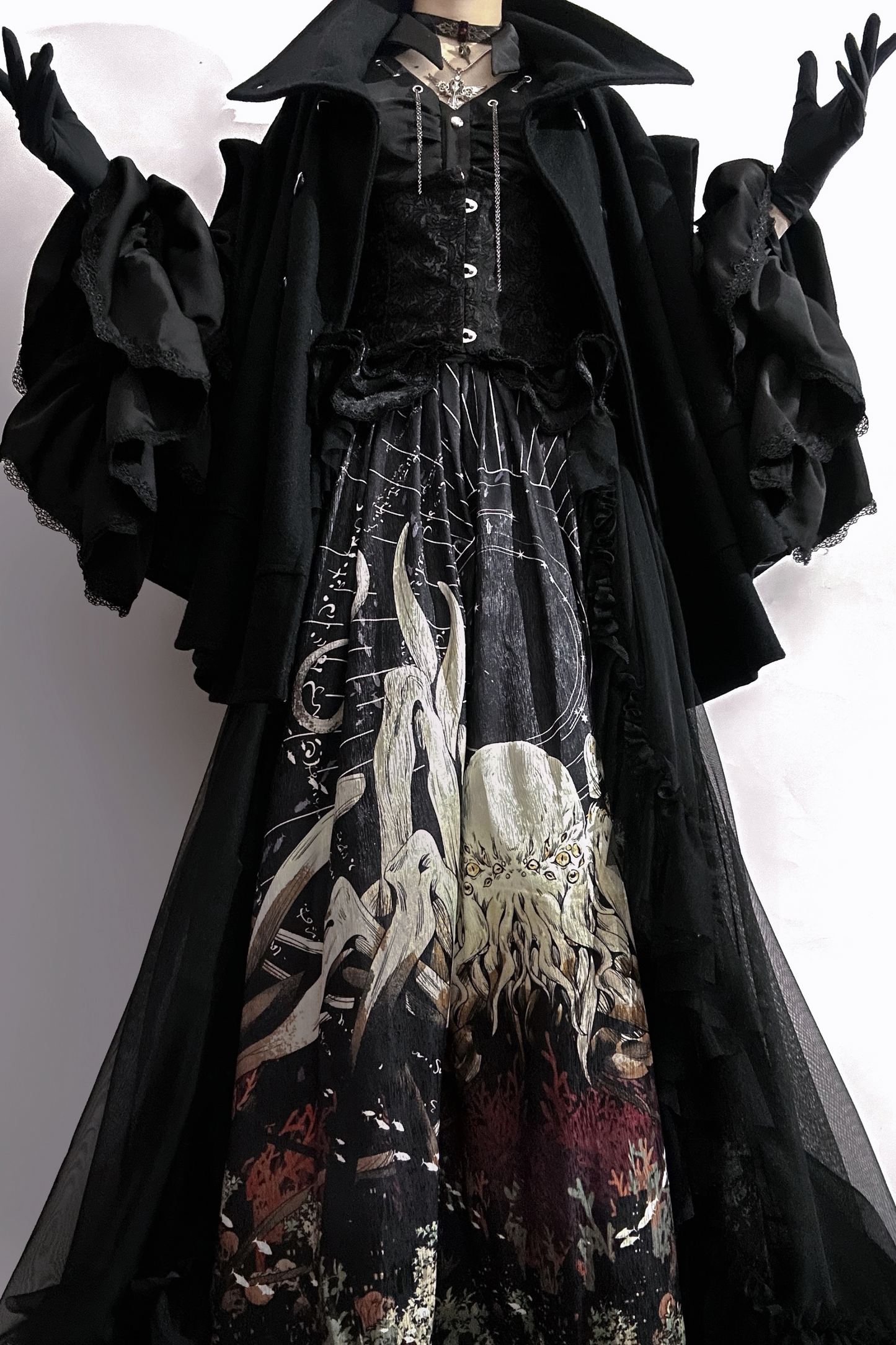 クトゥルフゴシックダークロリータシャツ+スカート+テール+コルセット
