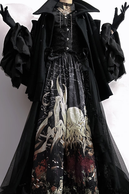 クトゥルフゴシックダークロリータシャツ+スカート+テール+コルセット