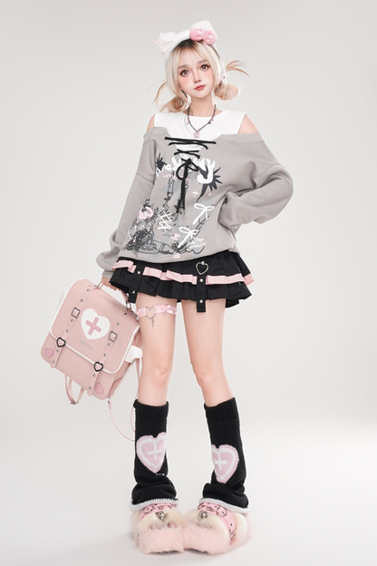 Midnight Dark Girly Off-the-shoulder Top