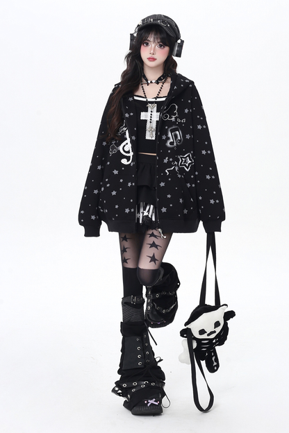 ノートジャンピングポルカドットフードパーカー