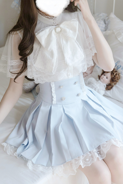 Elegant cape blouse + flared skirt