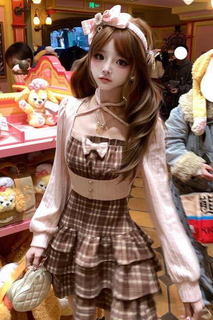 Strawberry Ribbon Check Dress