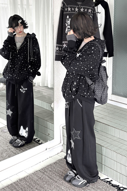 Star Design Hoodie + Loose Pants
