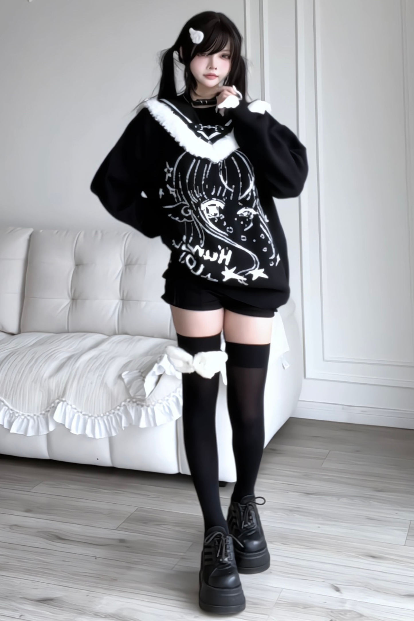 Sailor Fur Collar Anime Girl Loose Top