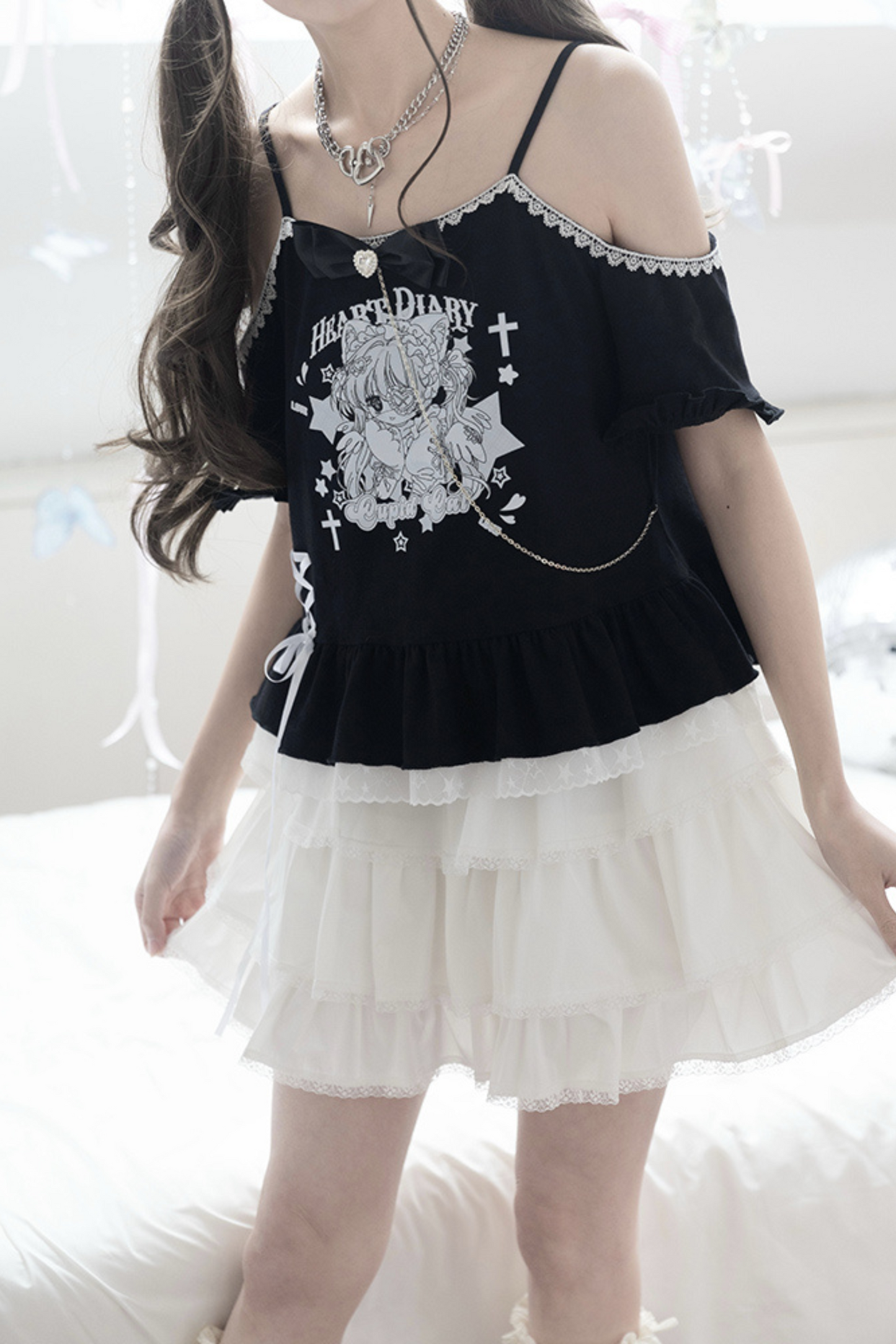 ソフトブラックキャットガールトップス＋ケーキスカート