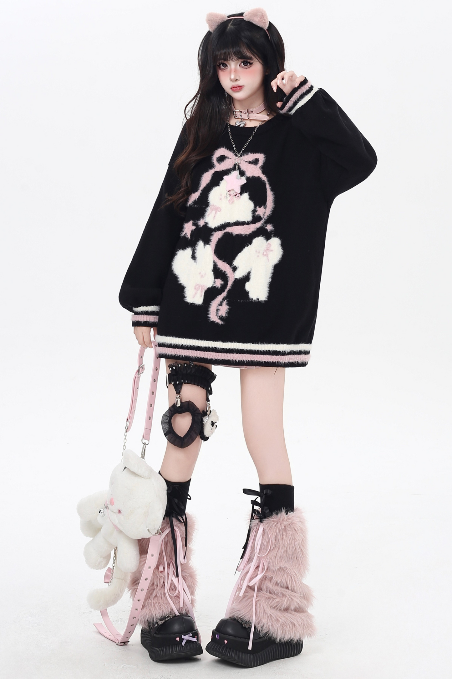 ラビットクルーネックプルオーバーニット