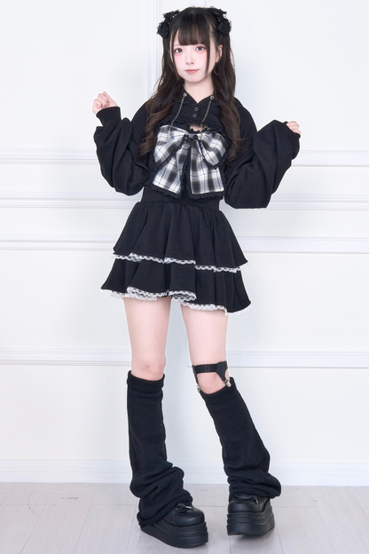 リボンベスト+ショートスウェット