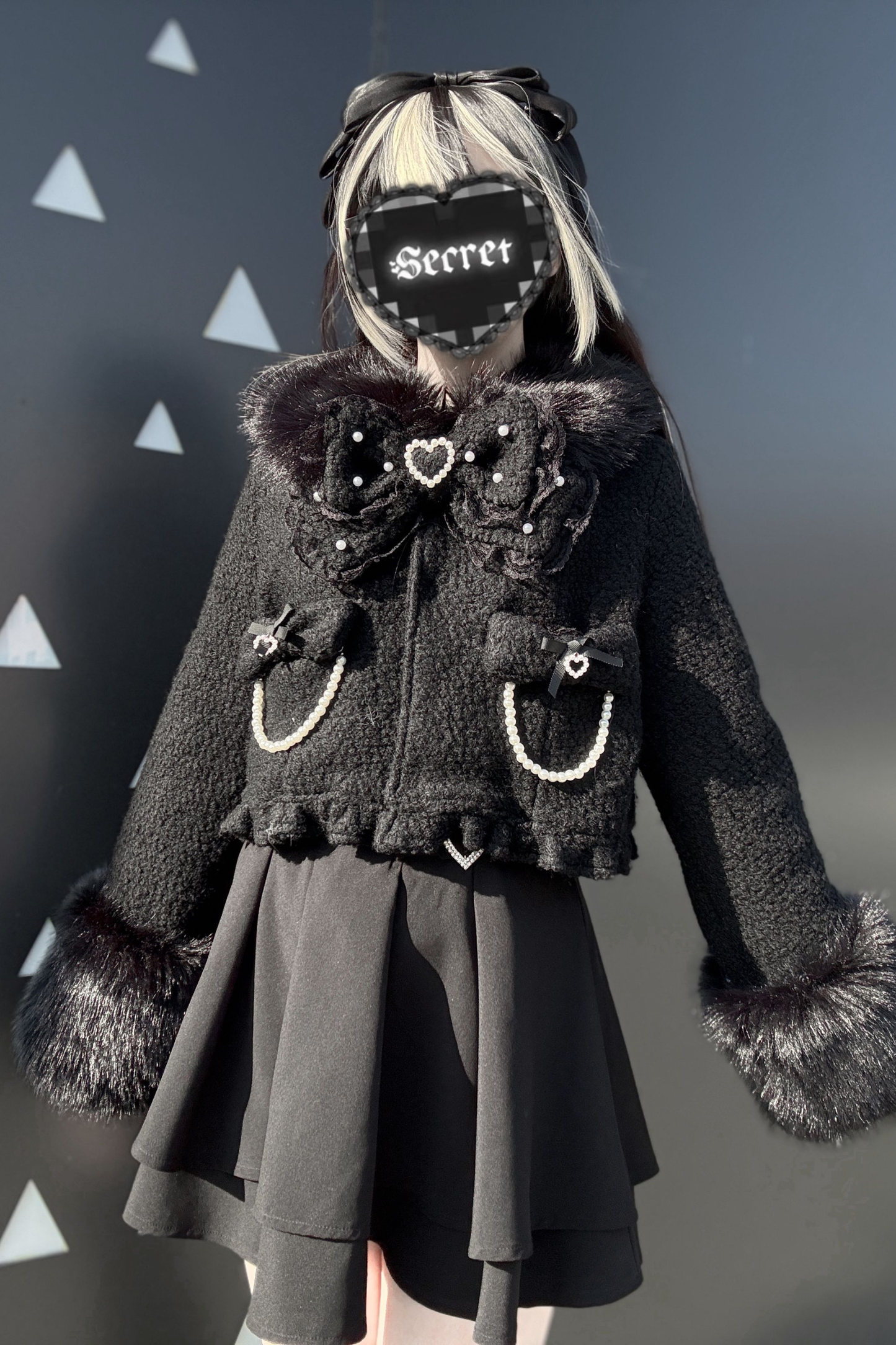 リボンファーショートコート