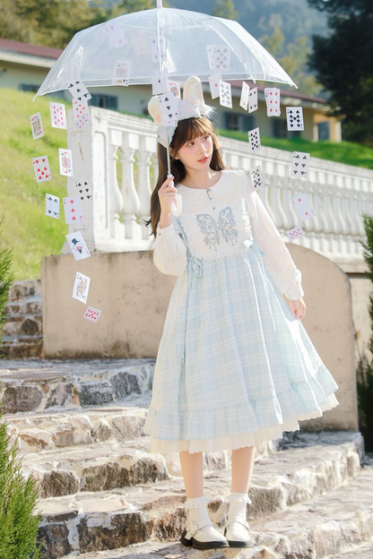 French Check Butterfly Dress