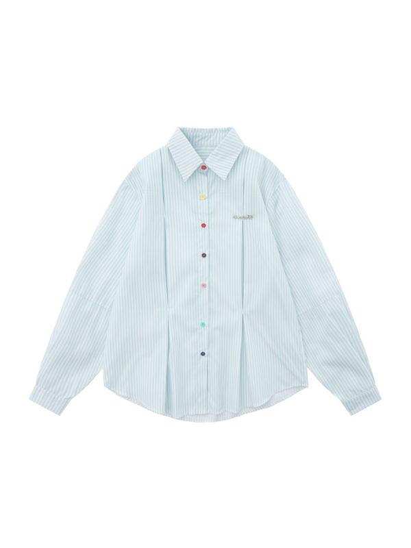 Niche design colorful button stripe shirt shirt