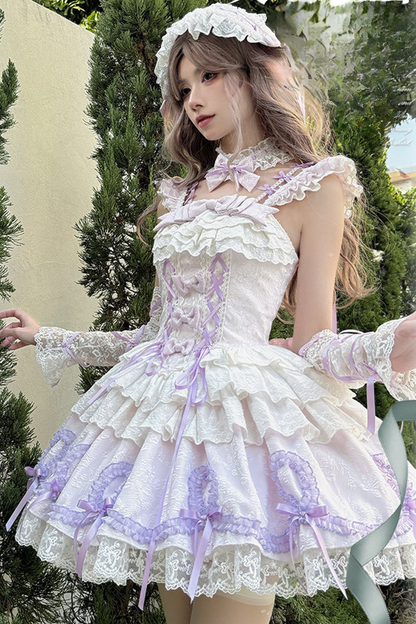 Butterfly Princess Lolita Dress + Petticoat + Clip + Frill Sleeve Shirt