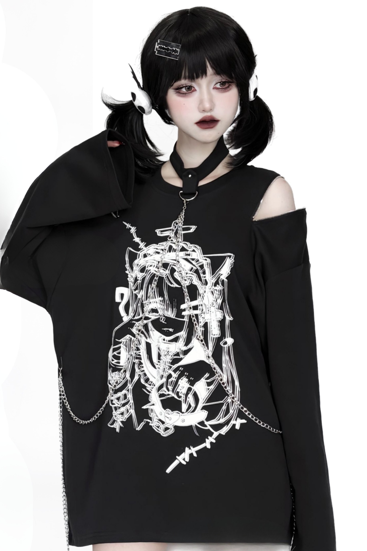 Melancholy Sculpture Off-Shoulder Top